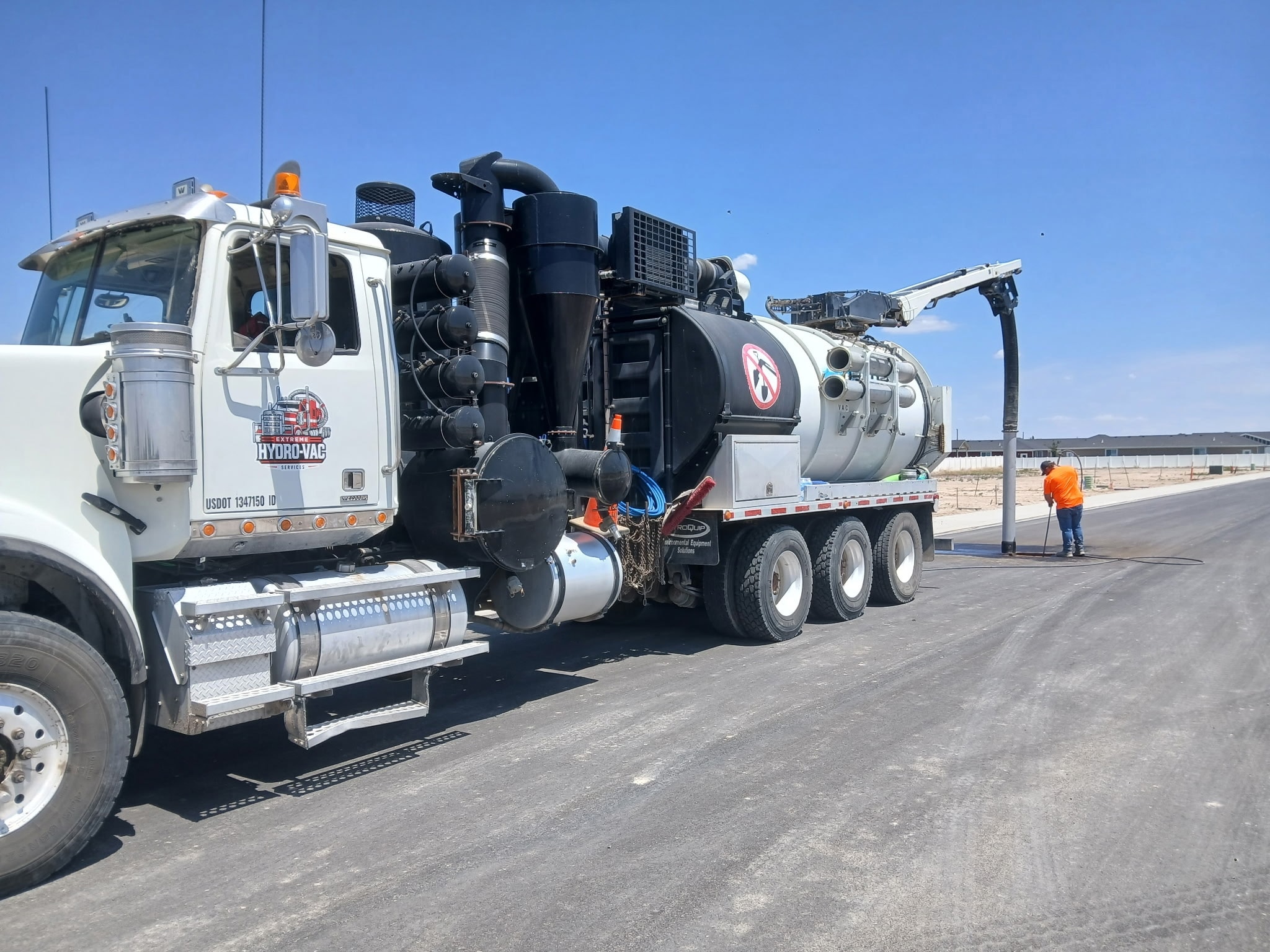 Chobani expansion hydrovac truck on site